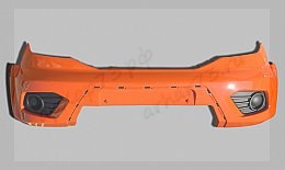 Бампер передний 3163 Патриот с 2018 г.в. ORG(компл. "Экспедиция") оранжевый неметалл. (УАЗ ОРИГИНАЛ)